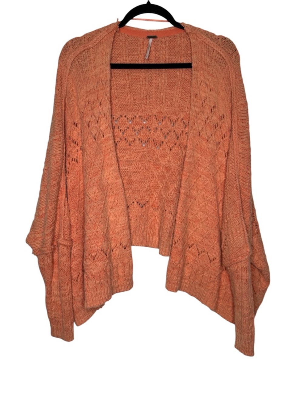 Free People orange knit crop cardigan 
oversized fit boho whimsical y2k fairy